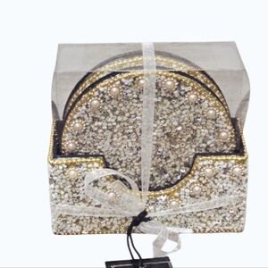 Beekman Home Beaded  Decorative Coaster Set w/Pearls